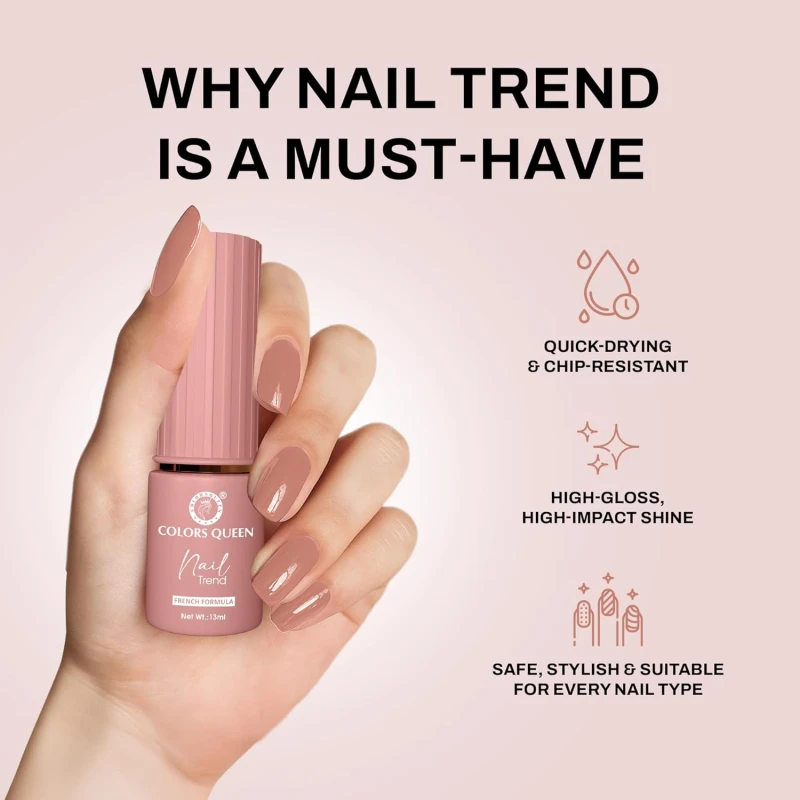Colors Queen Nail Trend Glossy Nail Polish | Chip Resisting & Quick Drying Nail Paint with High Shine | 7 Toxin Free Formula | Vegan & Cruelty Free | Long Lasting & Vibrant Nail Paint for Women ( Puce, 13ml) thumbnail 4
